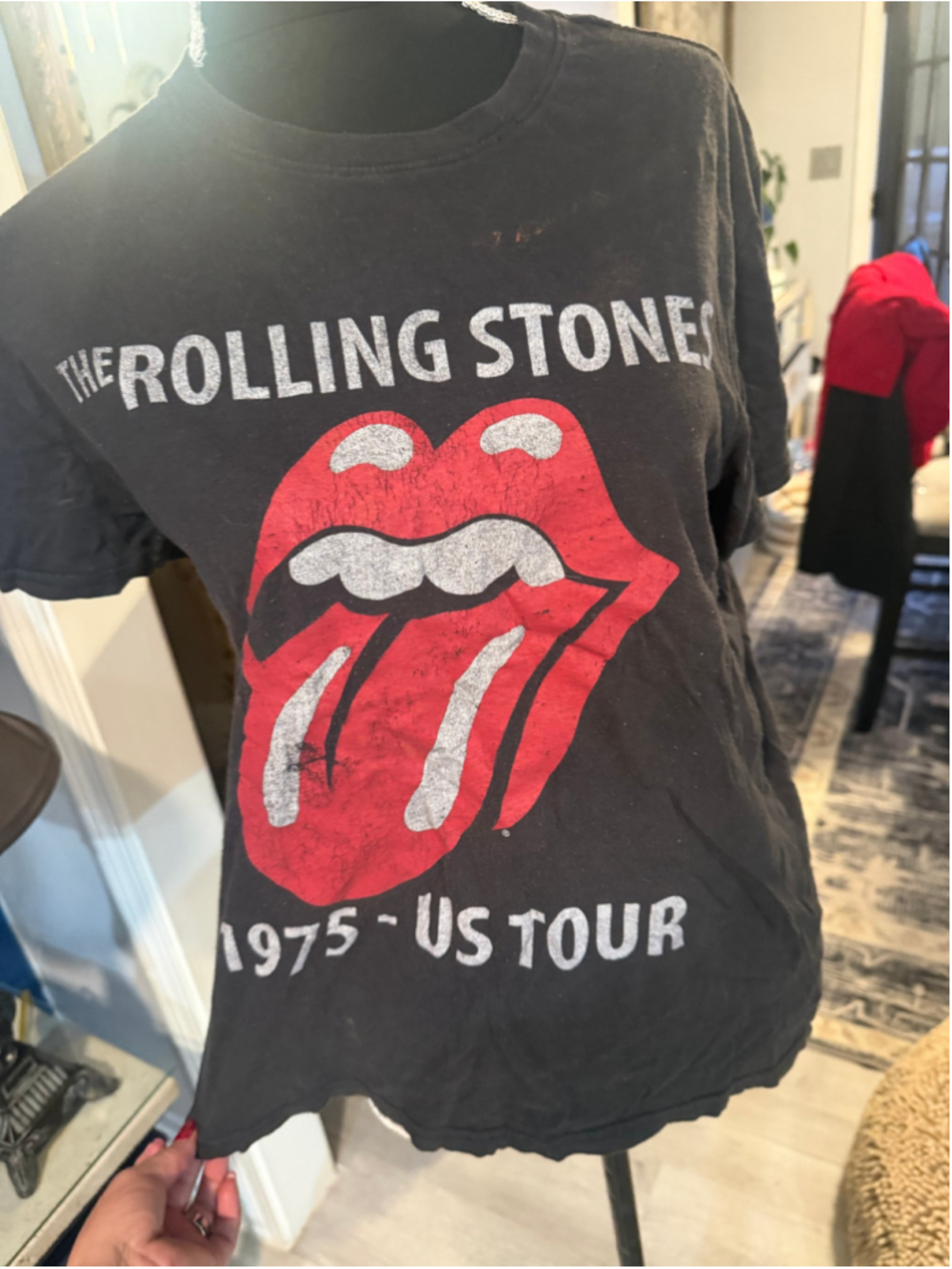 Women's The Rolling Stones Graphic Tee Black Red Size L